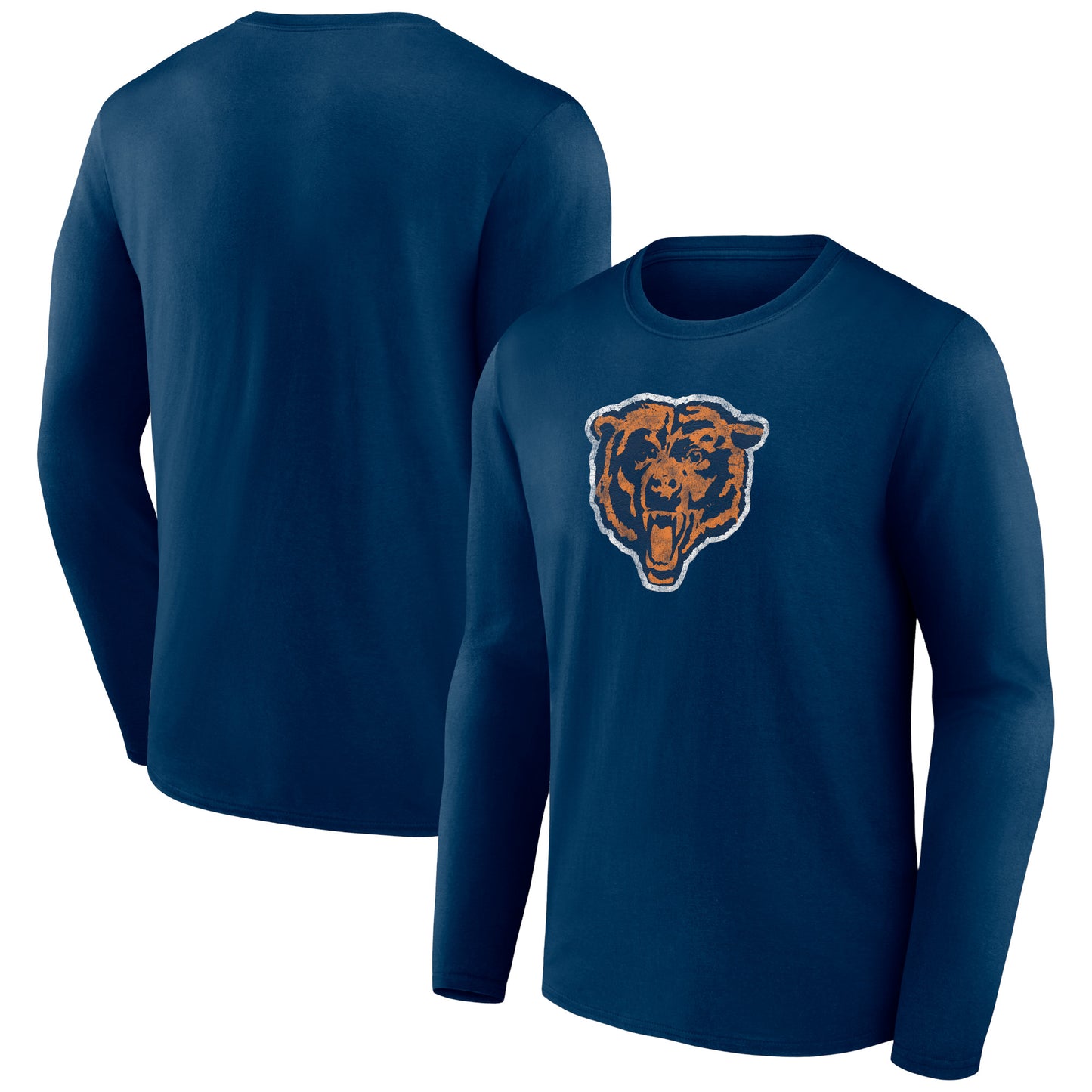 Men's  Navy Chicago Bears Throwback Long Sleeve T-Shirt