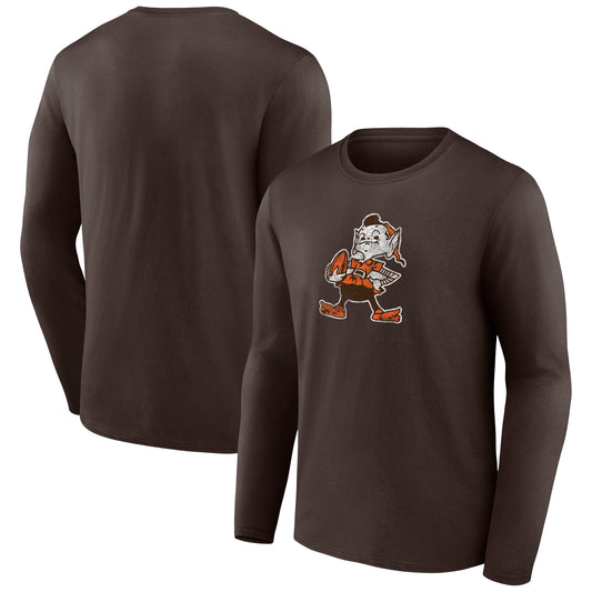 Men's  Brown Cleveland Browns Throwback Long Sleeve T-Shirt