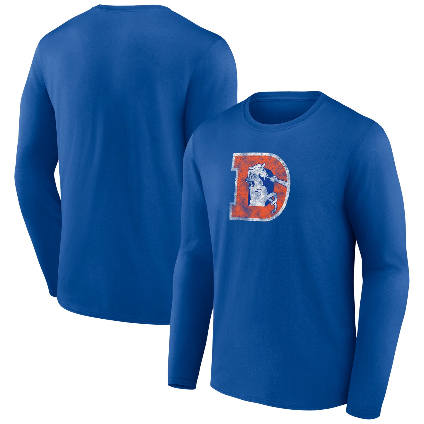 Men's  Royal Denver Broncos Throwback Long Sleeve T-Shirt