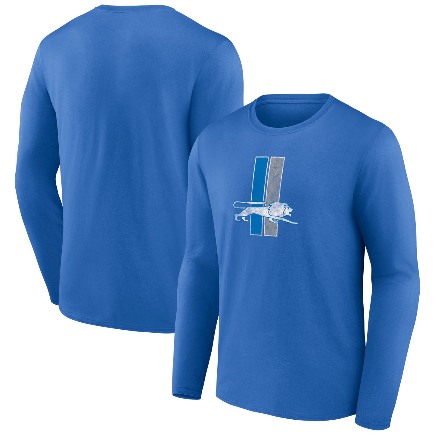 Men's  Blue Detroit Lions Throwback Long Sleeve T-Shirt