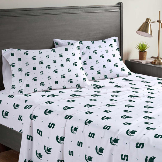 Pegasus Michigan State Spartans Four-Piece Queen Sheet Set