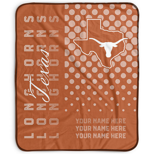 Pegasus Texas Longhorns 50" x 60" Dots Personalized Fleece Blanket