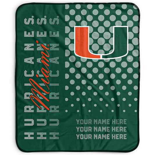 Pegasus Miami Hurricanes 50" x 60" Dots Personalized Fleece Blanket