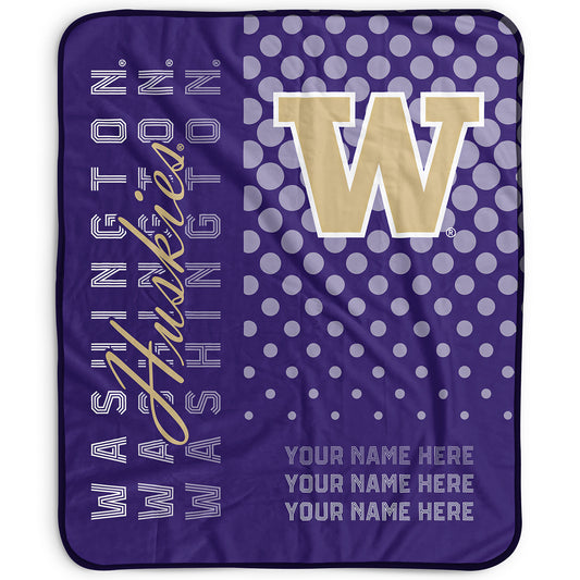 Pegasus Washington Huskies 50" x 60" Dots Personalized Fleece Blanket