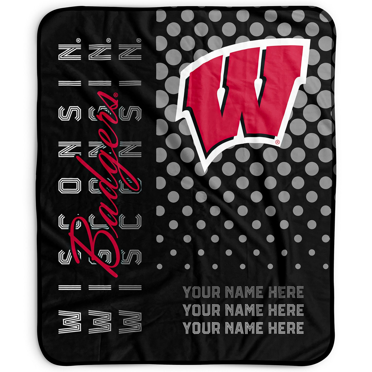 Pegasus Wisconsin Badgers 50" x 60" Dots Personalized Fleece Blanket