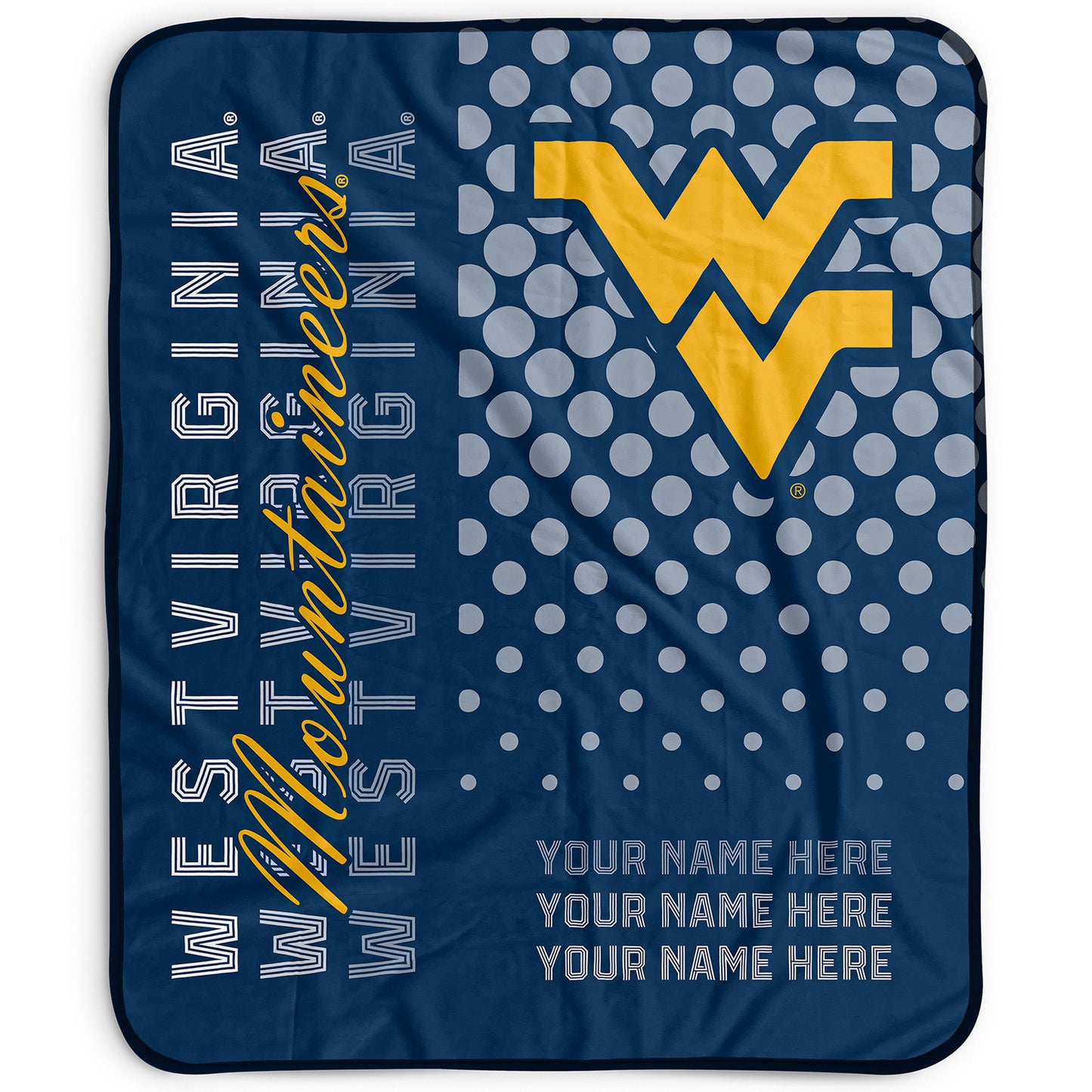 Pegasus West Virginia Mountaineers 50" x 60" Dots Personalized Fleece Blanket