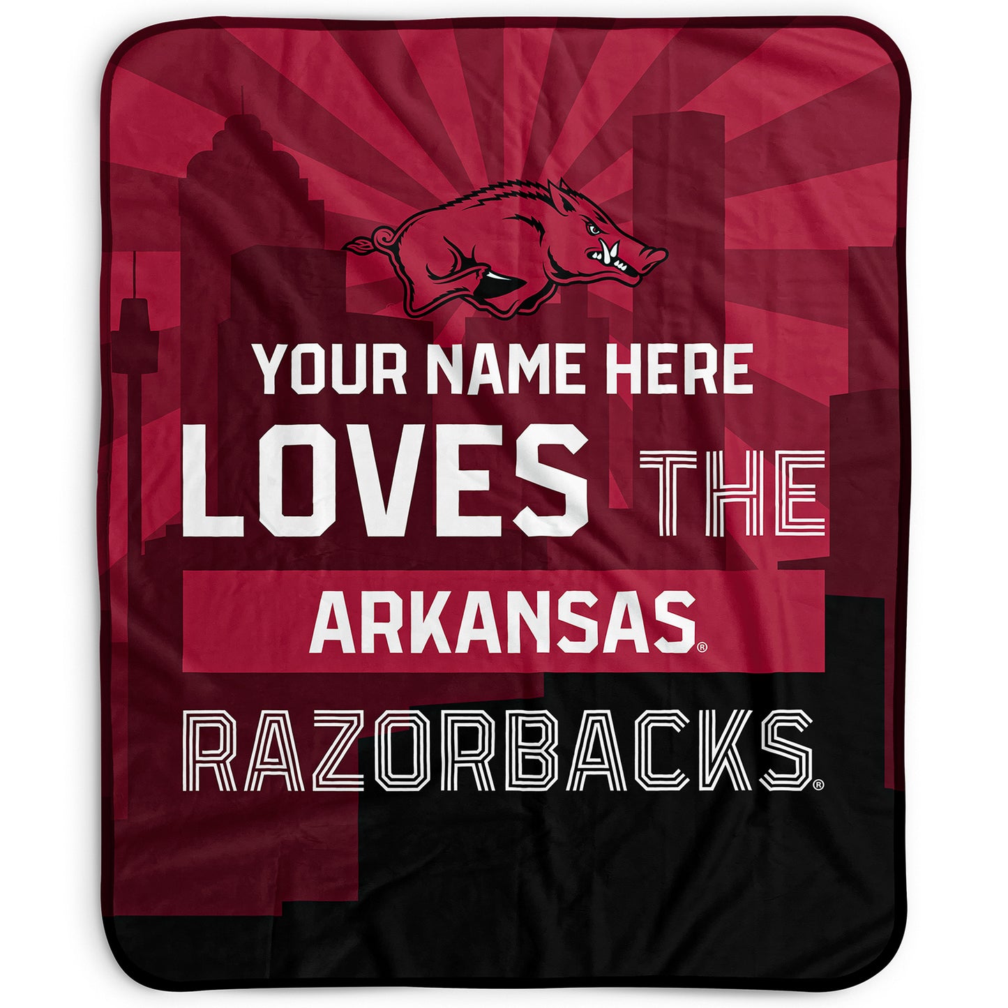 Pegasus Arkansas Razorbacks 50" x 60" City Skyline Personalized Fleece Blanket