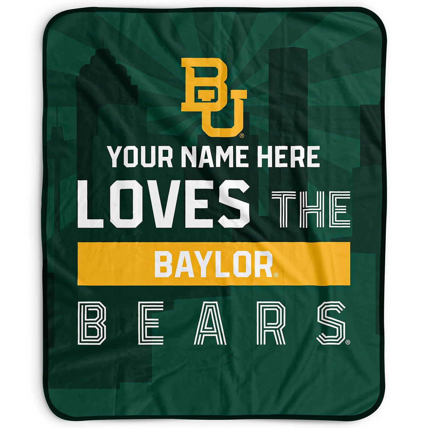 Pegasus Baylor Bears 50" x 60" City Skyline Personalized Fleece Blanket