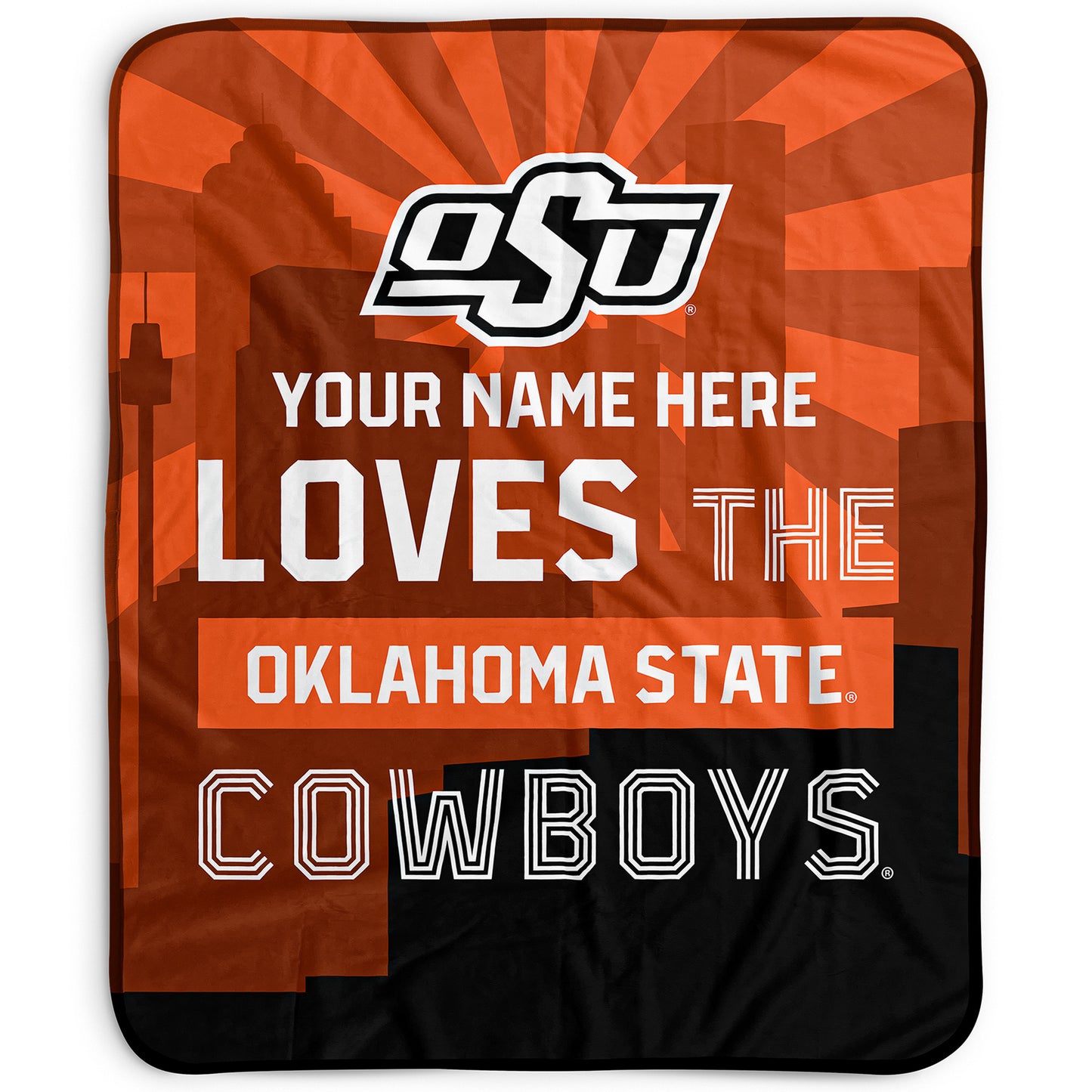 Pegasus Oklahoma State Cowboys 50" x 60" City Skyline Personalized Fleece Blanket