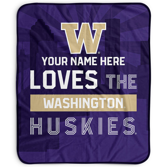 Pegasus Washington Huskies 50" x 60" City Skyline Personalized Fleece Blanket