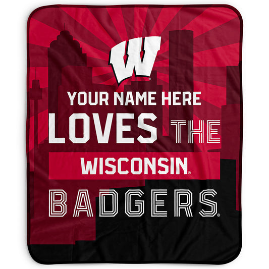 Pegasus Wisconsin Badgers 50" x 60" City Skyline Personalized Fleece Blanket