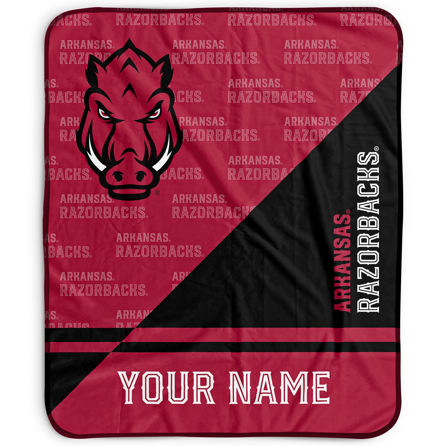 Pegasus Arkansas Razorbacks 50" x 60" Split Wordmark Personalized Fleece Blanket