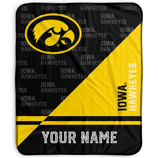 Pegasus Iowa Hawkeyes 50" x 60" Split Wordmark Personalized Fleece Blanket