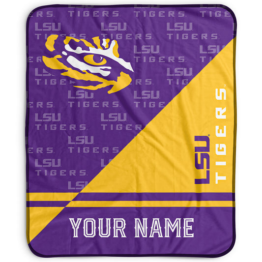 Pegasus LSU Tigers 50" x 60" Split Wordmark Personalized Fleece Blanket