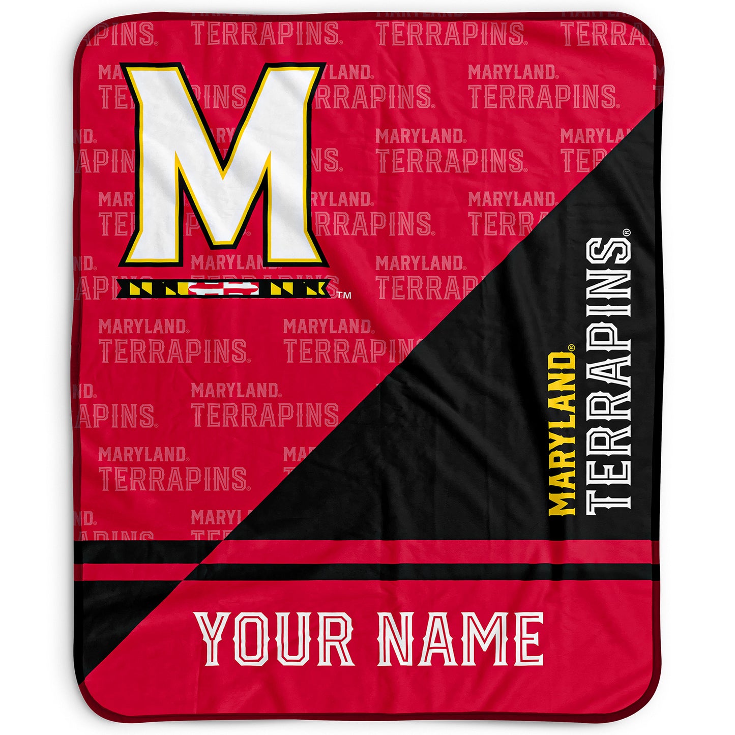 Pegasus Maryland Terrapins 50" x 60" Split Wordmark Personalized Fleece Blanket