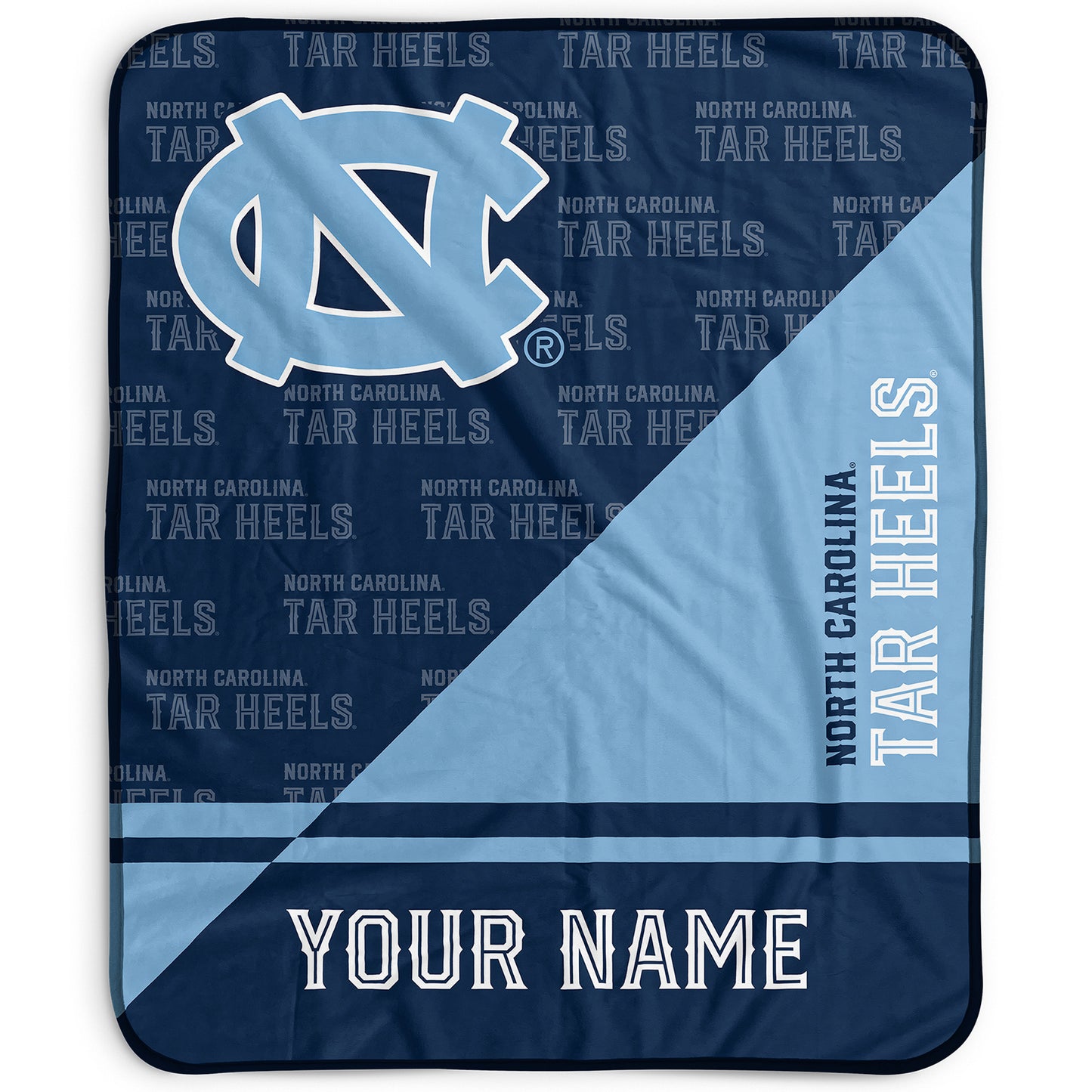 Pegasus North Carolina Tar Heels 50" x 60" Split Wordmark Personalized Fleece Blanket