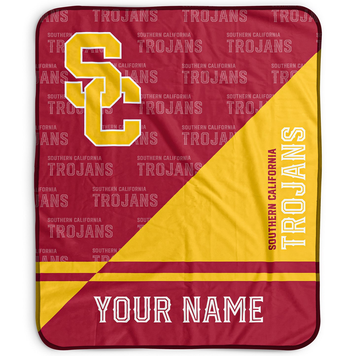 Pegasus USC Trojans 50" x 60" Split Wordmark Personalized Fleece Blanket