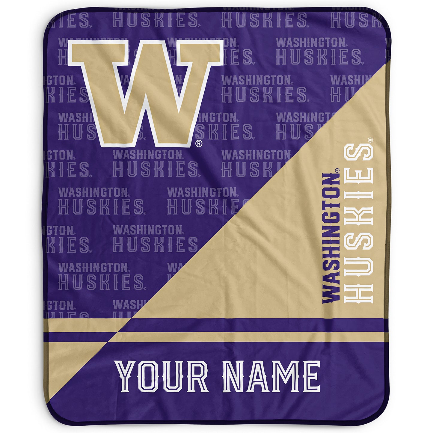 Pegasus Washington Huskies 50" x 60" Split Wordmark Personalized Fleece Blanket