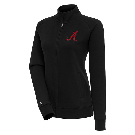 Women's Antigua Black Alabama Crimson Tide Victory Full-Zip Jacket