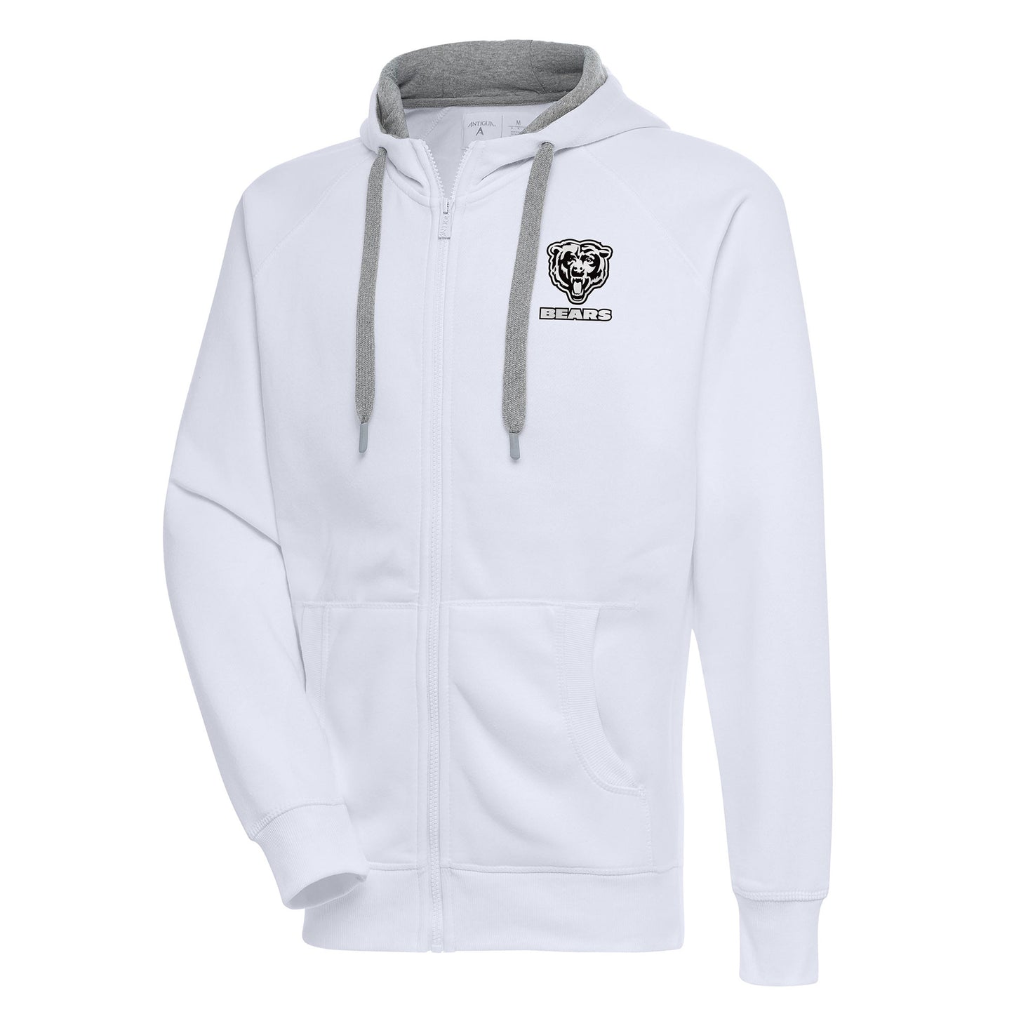 Men's Antigua White Chicago Bears Metallic Logo Victory Full-Zip Hoodie