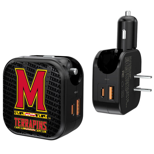 Keyscaper Black Maryland Terrapins Two-In-One USB A/C Charger