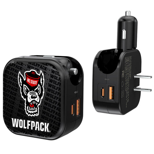 Keyscaper Black NC State Wolfpack Two-In-One USB A/C Charger