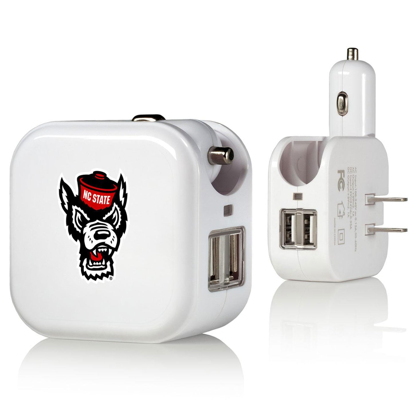 Keyscaper White NC State Wolfpack Two-In-One USB Charger