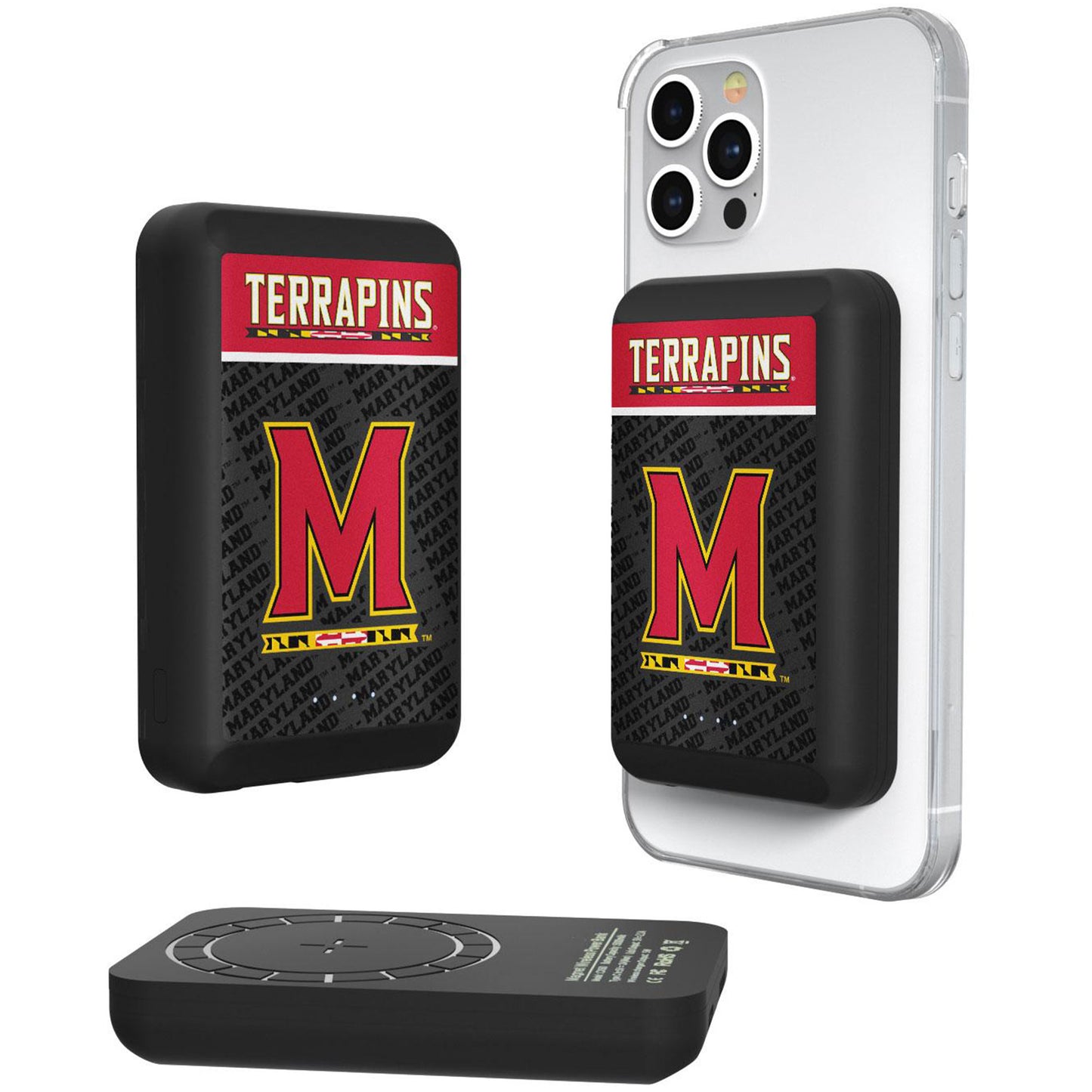 Keyscaper Black Maryland Terrapins 5000mAh Wireless Magnetic Power Bank