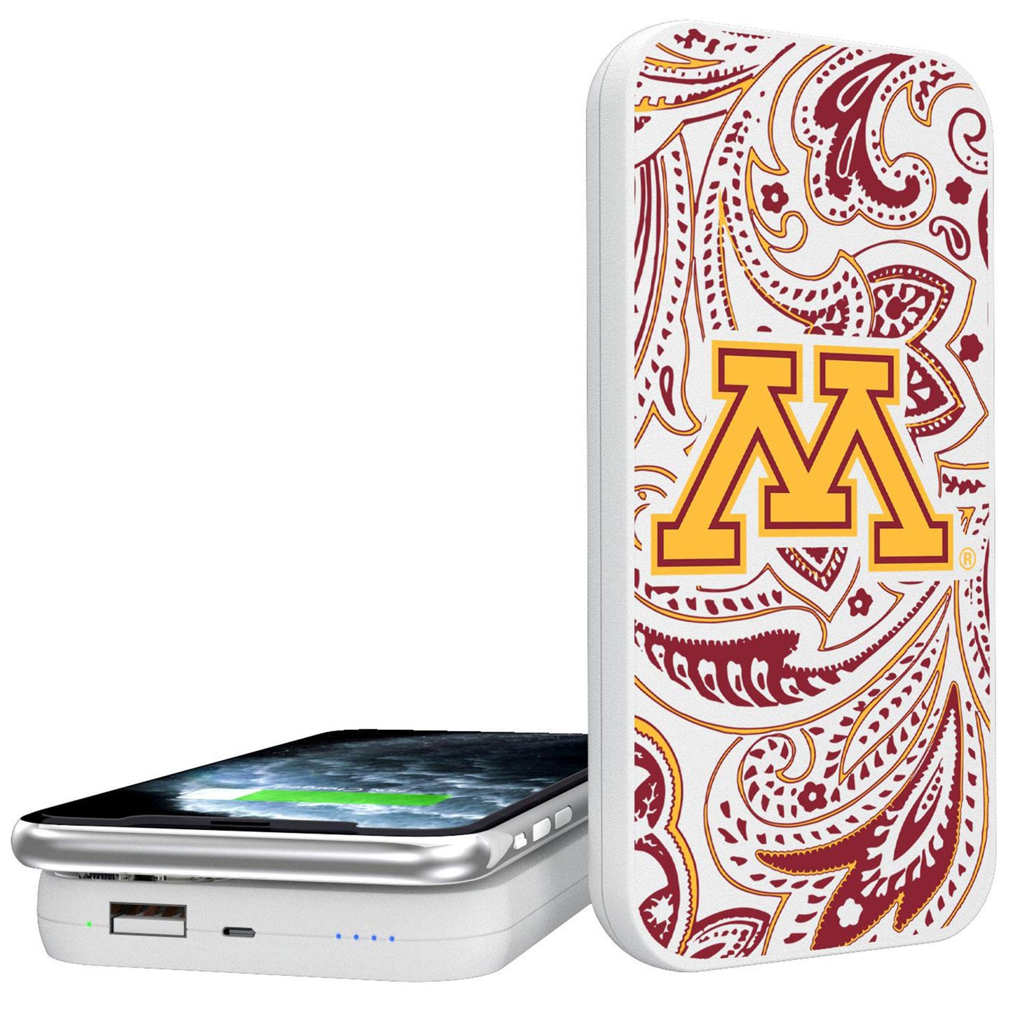 Keyscaper White Minnesota Golden Gophers 5000mAh Wireless Power Bank