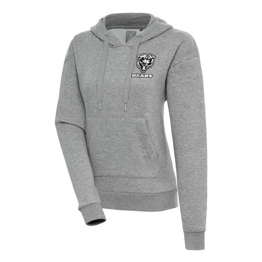 Women's Antigua  Heather Gray Chicago Bears Brushed Metallic Victory Pullover Hoodie