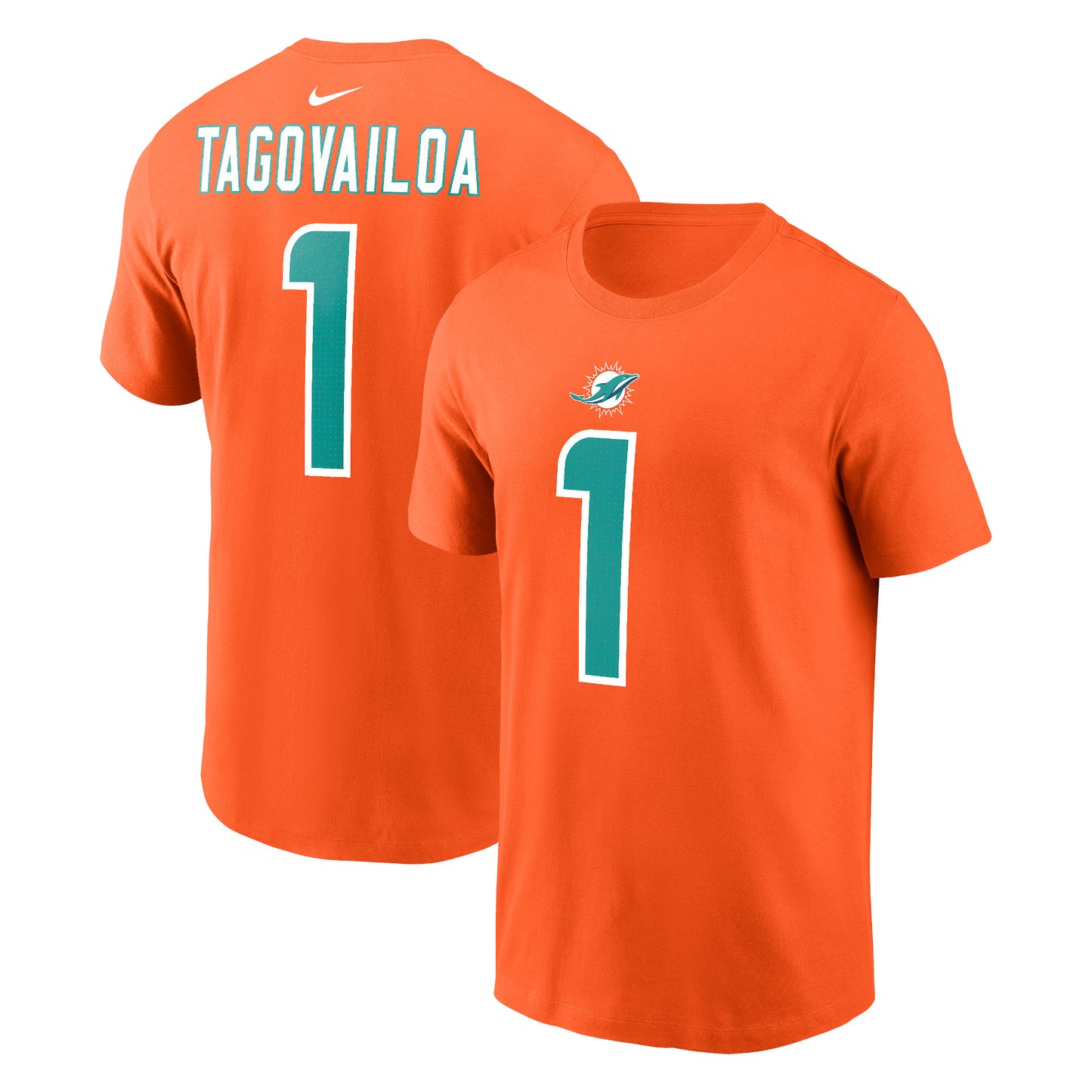 Men's Nike Tua Tagovailoa Orange Miami Dolphins Player Name & Number T-Shirt