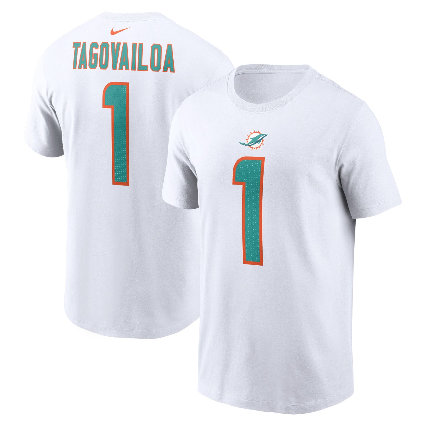 Men's Nike Tua Tagovailoa White Miami Dolphins Player Name & Number T-Shirt