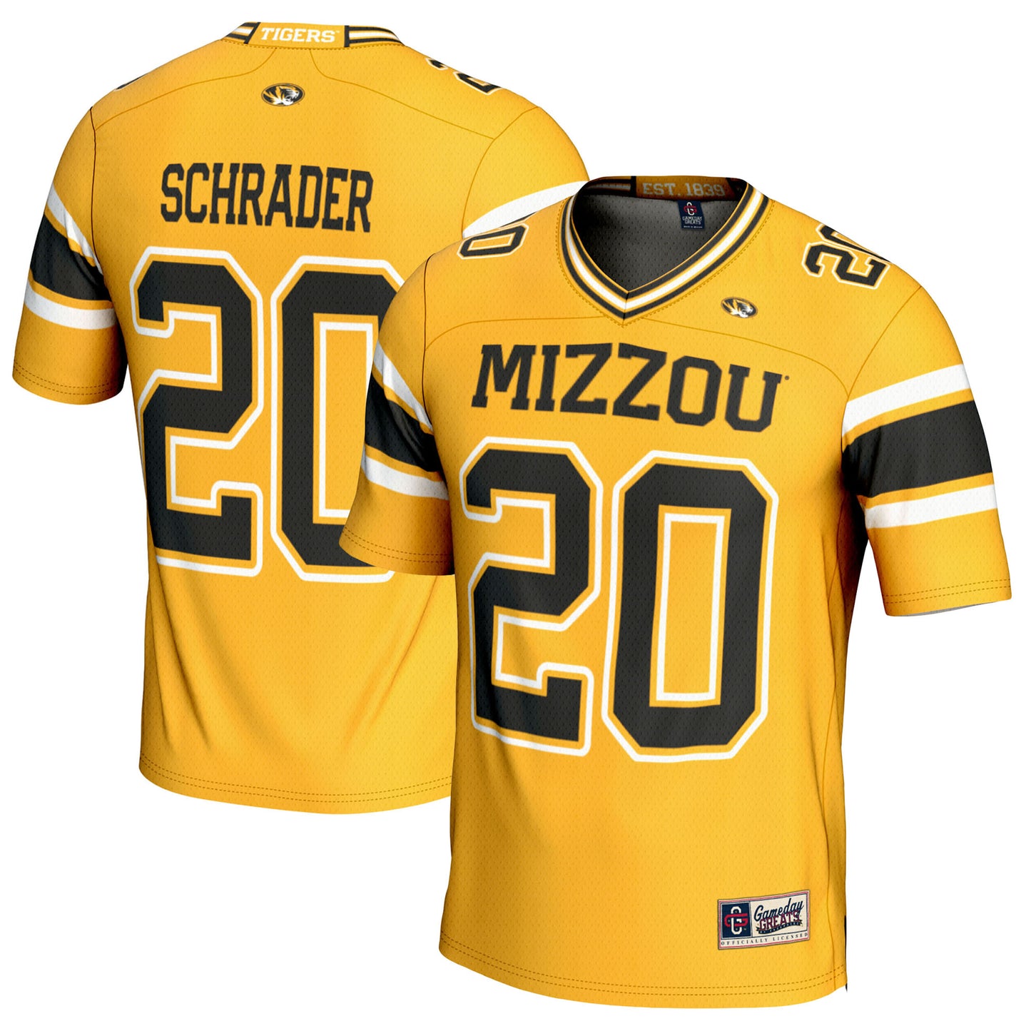 Youth GameDay Greats Cody Schrader Gold Missouri Tigers NIL Player Football Jersey