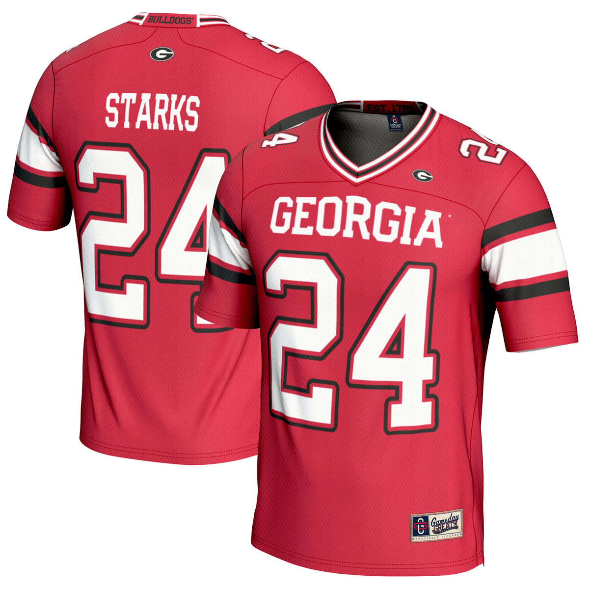 Men's GameDay Greats Malaki Starks Red Georgia Bulldogs NIL Player Football Jersey