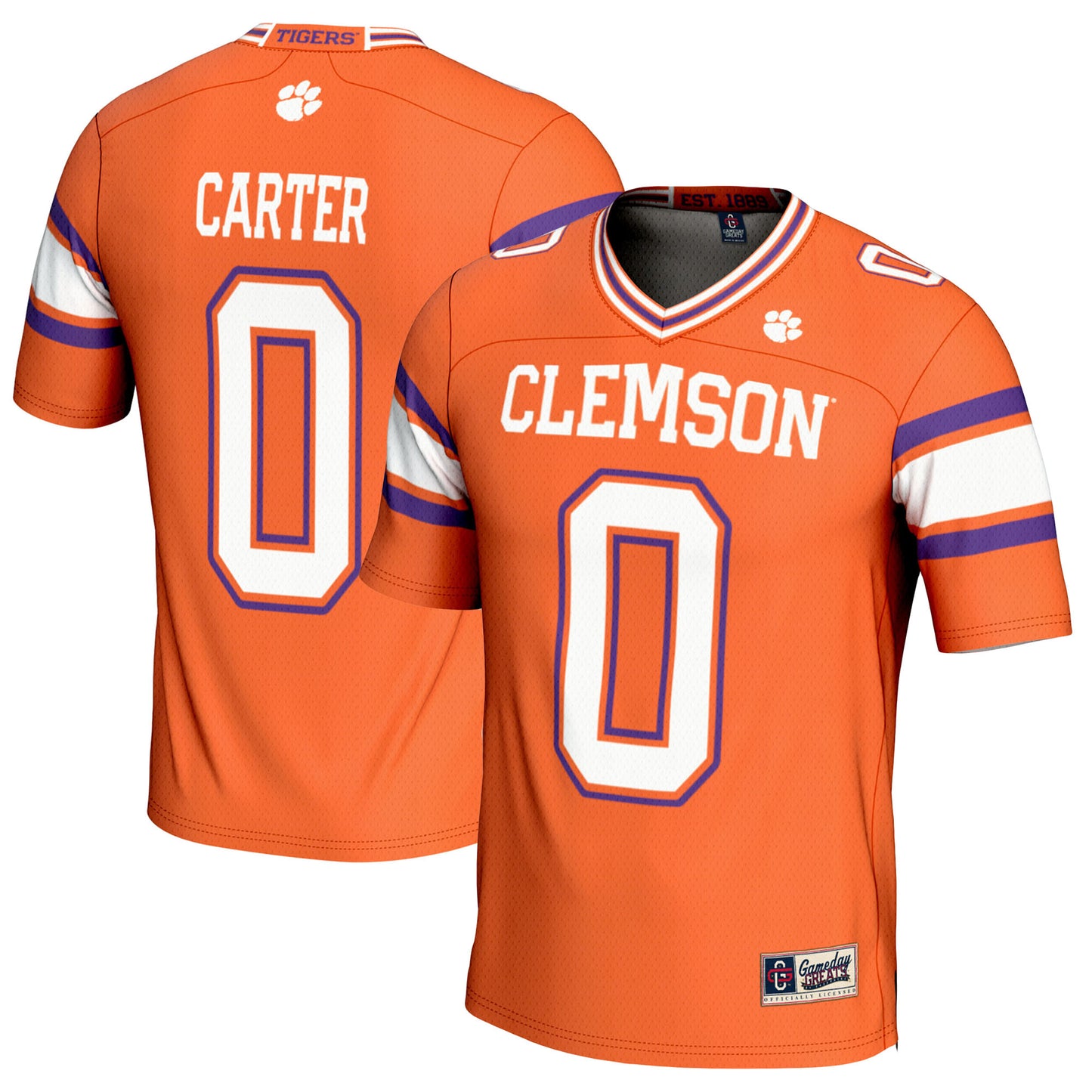 Men's GameDay Greats Barrett Carter Orange Clemson Tigers NIL Player Football Jersey