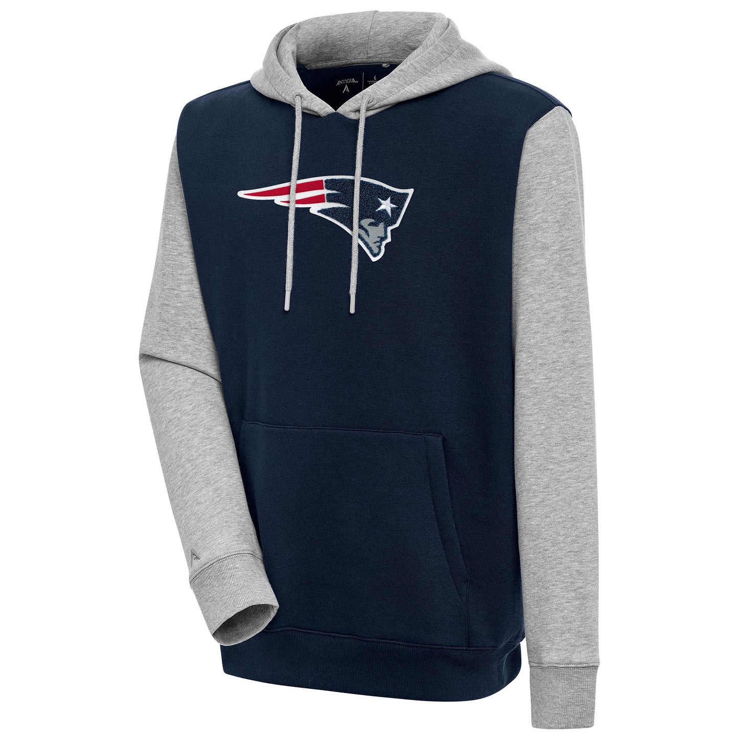 Men's Antigua  Navy New England Patriots Victory CB Chenille Pullover Hoodie