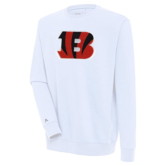 Men's Antigua  White Cincinnati Bengals Victory Crewneck Pullover Sweatshirt