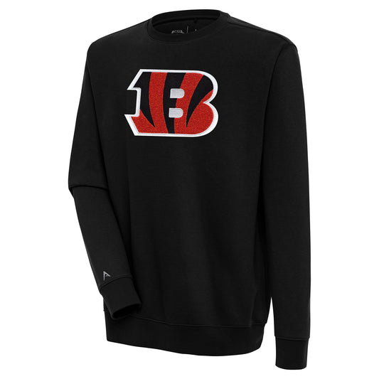 Men's Antigua  Black Cincinnati Bengals Victory Crewneck Pullover Sweatshirt