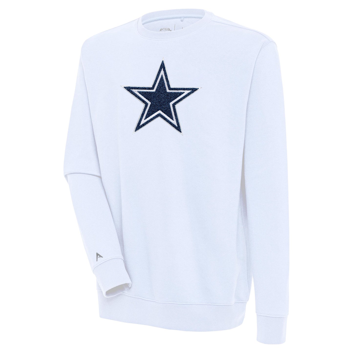 Men's Antigua  White Dallas Cowboys Victory Crewneck Pullover Sweatshirt