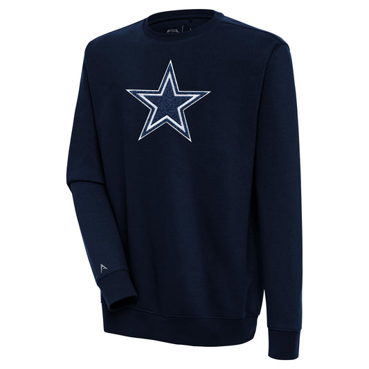 Men's Antigua  Navy Dallas Cowboys Victory Crewneck Pullover Sweatshirt