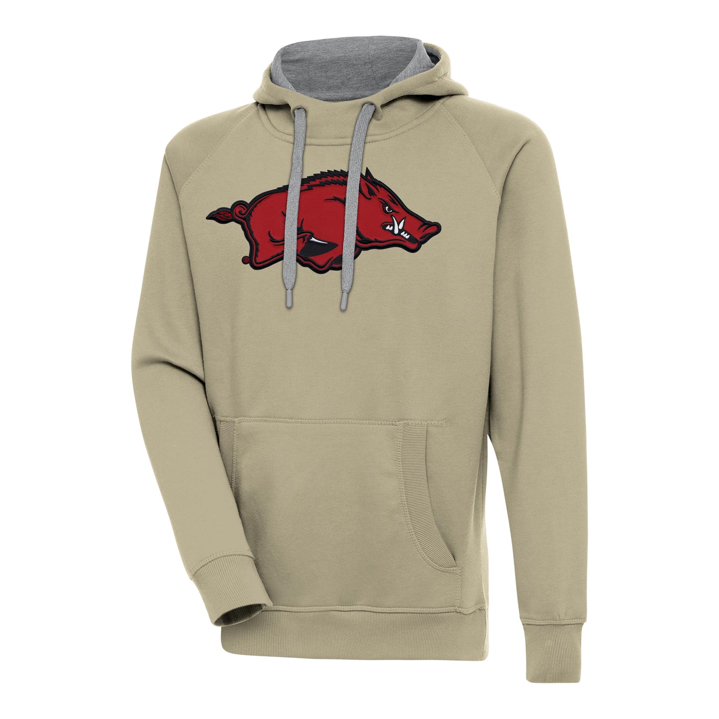 Men's Antigua Khaki Arkansas Razorbacks Victory Pullover Hoodie