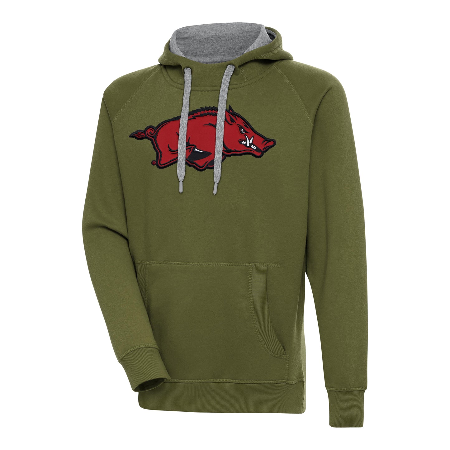 Men's Antigua Olive Arkansas Razorbacks Victory Pullover Hoodie