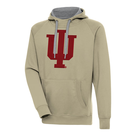 Men's Antigua Khaki Indiana Hoosiers Victory Pullover Hoodie