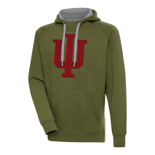 Men's Antigua Olive Indiana Hoosiers Victory Pullover Hoodie