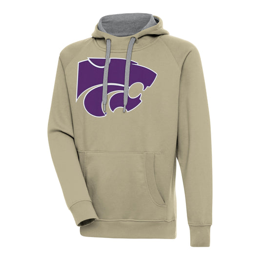 Men's Antigua Khaki Kansas State Wildcats Victory Pullover Hoodie