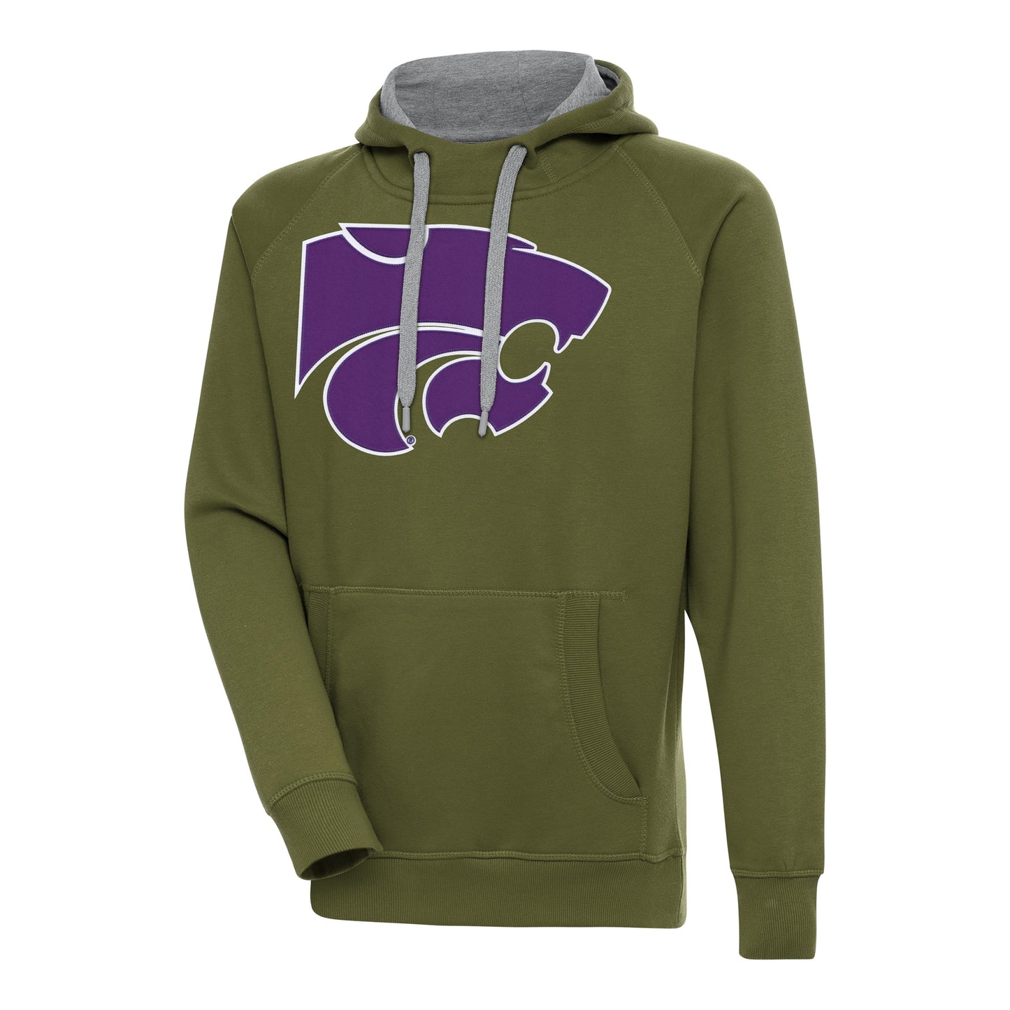 Men's Antigua Olive Kansas State Wildcats Victory Pullover Hoodie