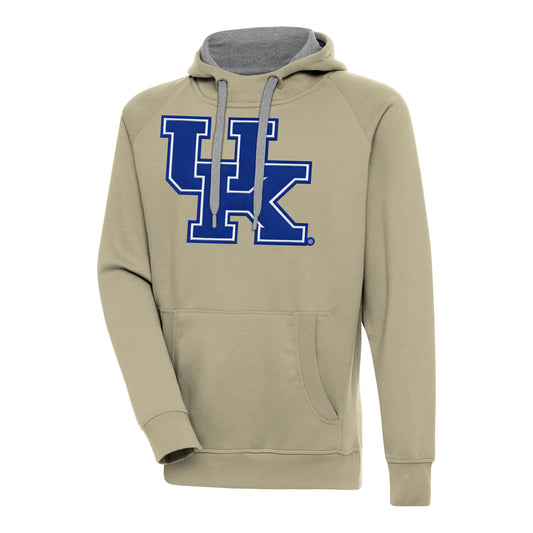 Men's Antigua Khaki Kentucky Wildcats Victory Pullover Hoodie