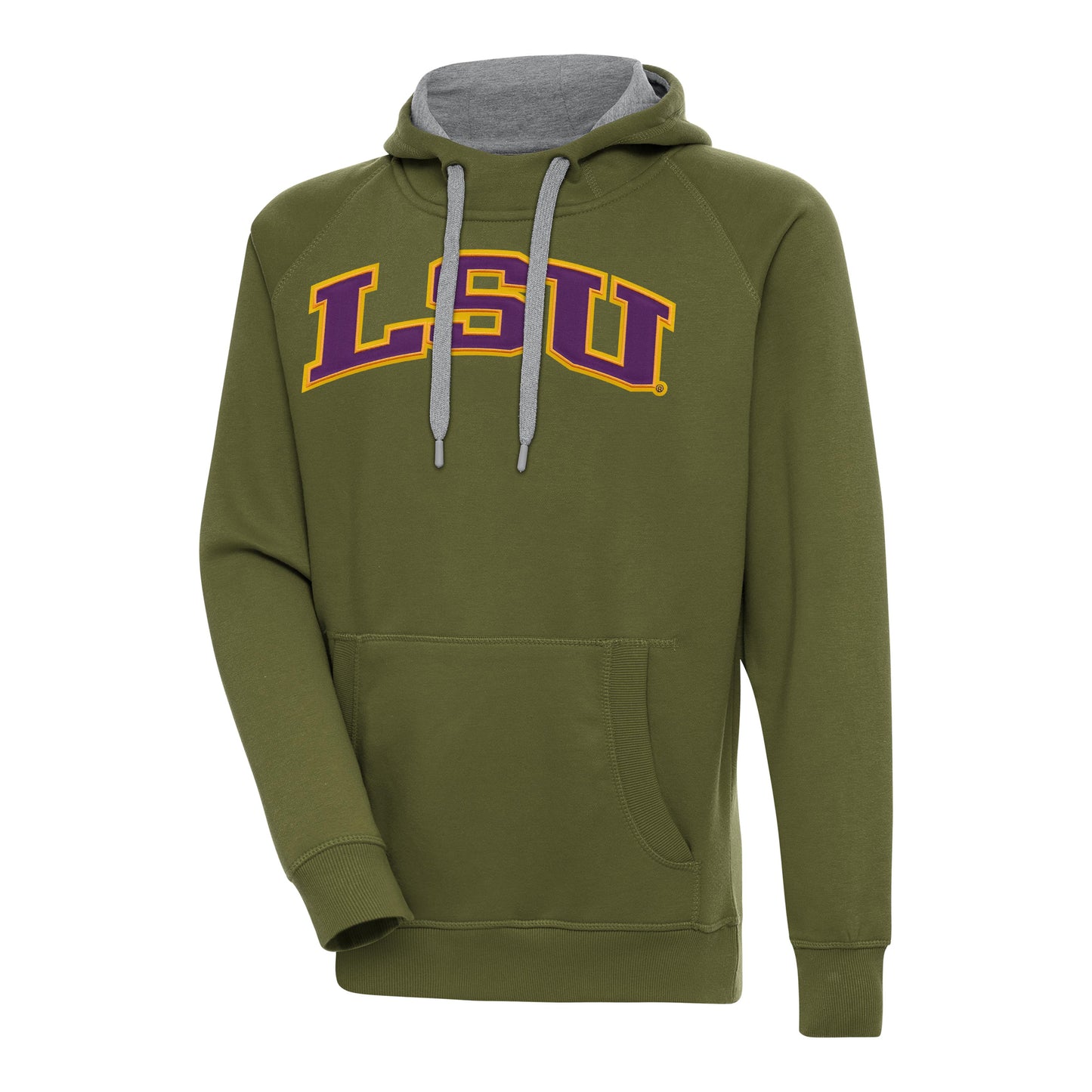 Men's Antigua Olive LSU Tigers Victory Pullover Hoodie