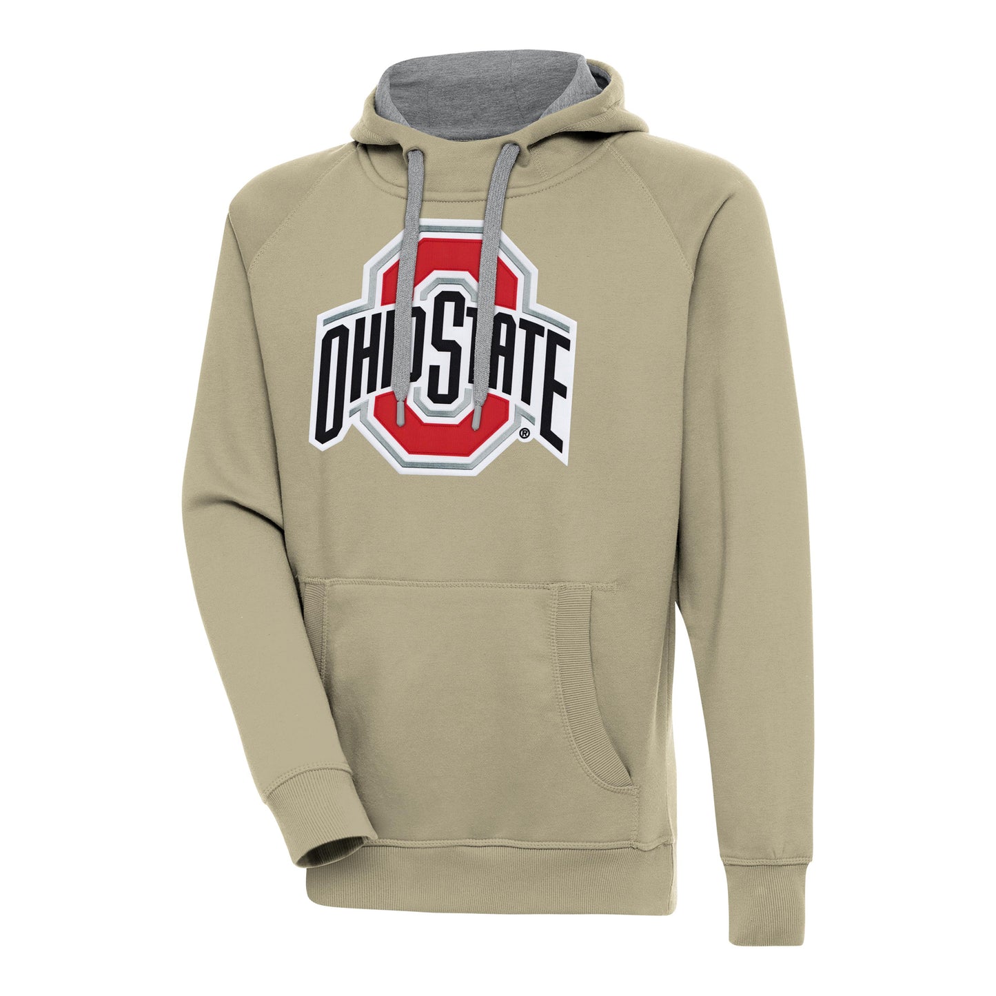 Men's Antigua Khaki Ohio State Buckeyes Victory Pullover Hoodie