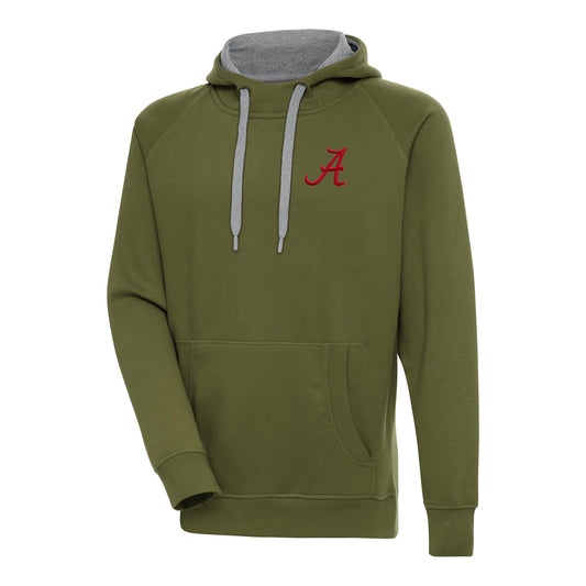 Men's Antigua Olive Alabama Crimson Tide Victory Pullover Hoodie